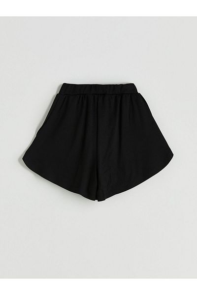 LC Waikiki Black Basic Girl's Shorts with Elastic Waist