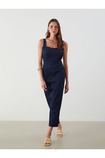 LC Waikiki Rochie de jeans cu bretele cu decolteu în U de sezon nou - S5KA63Z8