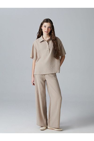 LC Waikiki Quality Parts from Celebi Store |   Beige Shirt Collar Young Girl Blouse