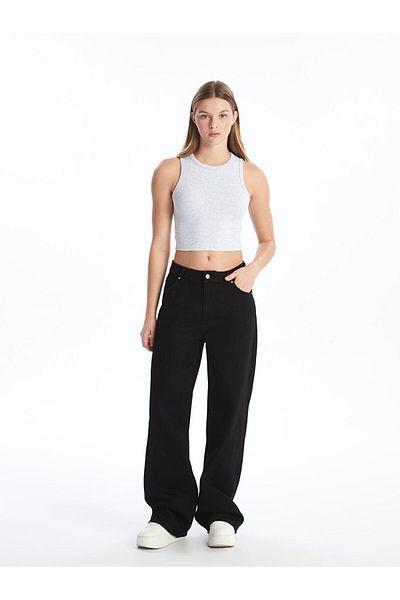 LC Waikiki Crew Neck Textured Women's Crop