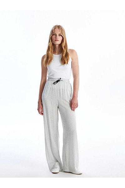 LC Waikiki Women's Black and White Striped Palazzo Trousers