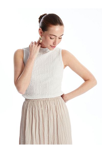 LC Waikiki Women's Stand Collar Plain Tank Top