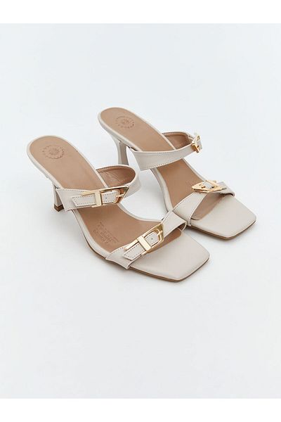LC Waikiki Square Toe Buckle Heeled Women's Slippers