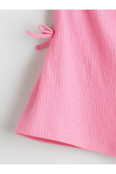 LC Waikiki Pink Girl's Shorts with Elastic Waist and Bow Detail