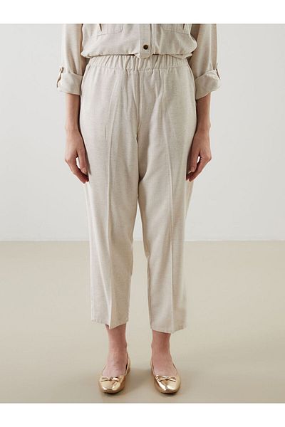 LC Waikiki New Season Women's Linen Blend Trousers with Elastic Waist - S5L700Z8