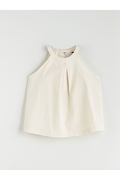 LC Waikiki Halter Neck Pleated Jean Blouse