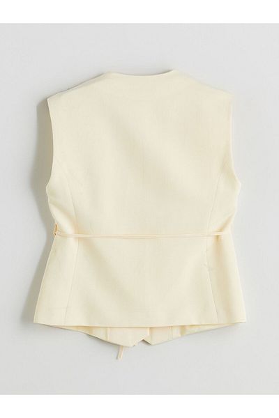 LC Waikiki V-Neck Linen Blended Women's Classic Vest