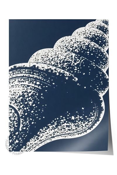 Postifull Poster de perete fără încadrare, scoici albastre, ilustrație, poster de culoare albastră, selecție de vară 2025, NR:10