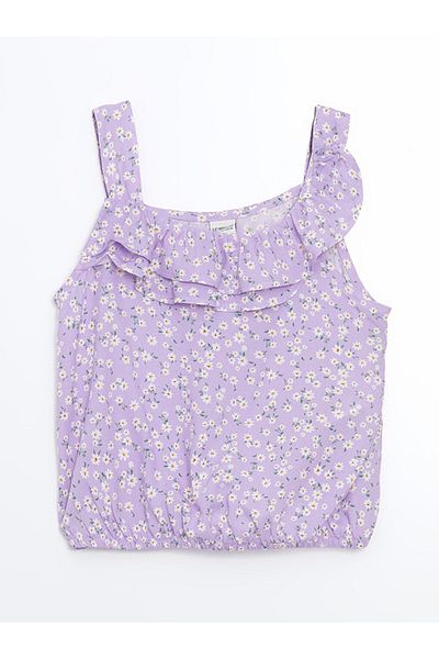 LC Waikiki Square Neck Floral Girl's Crop Blouse