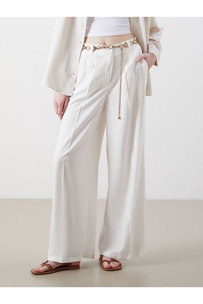 LC Waikiki New Season Wide Leg Linen Blend Women's Trousers - S5Ot52Z8