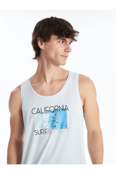 LC Waikiki Crew Neck Printed Combed Cotton Men's Sleeveless T-Shirt