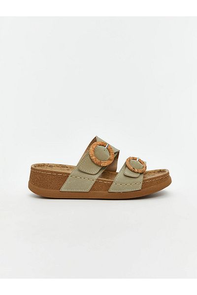 LC Waikiki Suede Look Double Striped Women's Slippers