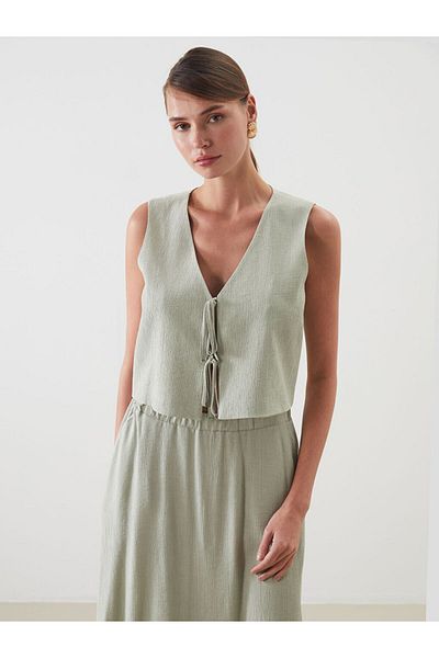 LC Waikiki V-Neck Textured Women's Classic Vest