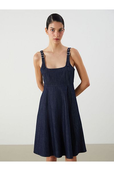 LC Waikiki Lcw Square Neck Mini Jean Dress