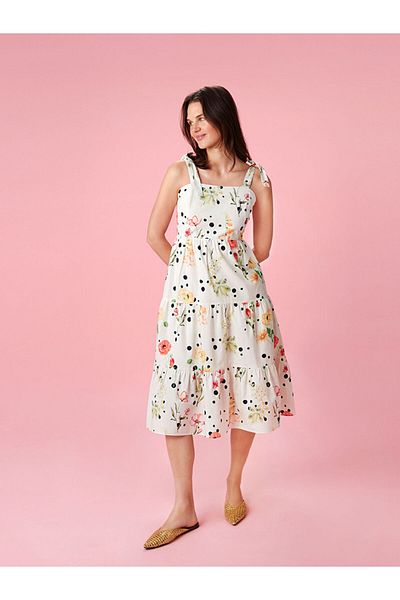 LC Waikiki New Season Floral Bow Women's Midi Dress - S5Mg67Z8