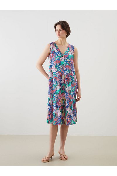 LC Waikiki Mixed V-Neck Floral Dress