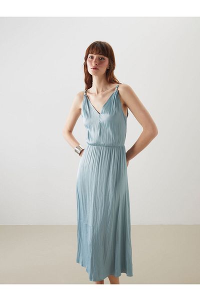 LC Waikiki New Season V-Neck Strap Satin Dress - S5Q014Z8
