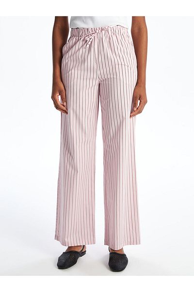 LC Waikiki Xside Pink Elastic Waist Striped Poplin Women's Pants