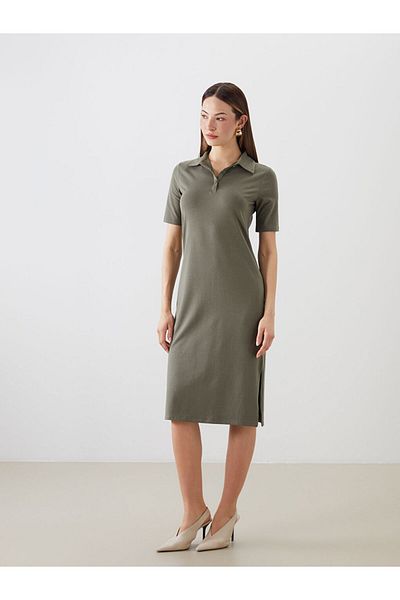 LC Waikiki Black Polo Neck Slit Dress