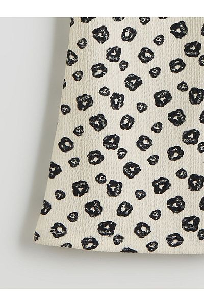LC Waikiki Black Elastic Waist Leopard Patterned Girl's Leggings