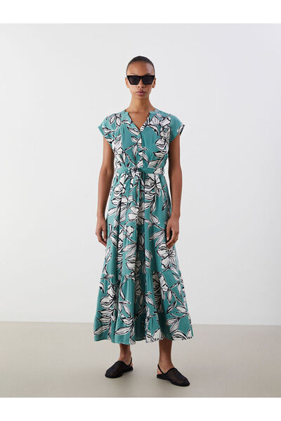 LC Waikiki New Season from Güli̇s Gi̇yi̇m Green V-Neck Floral Dress