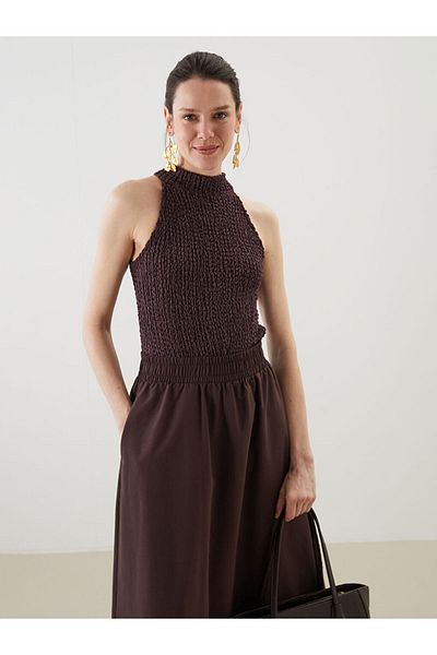 LC Waikiki New Season Halter Neck Textured Women's Blouse - S5Mp18Z8