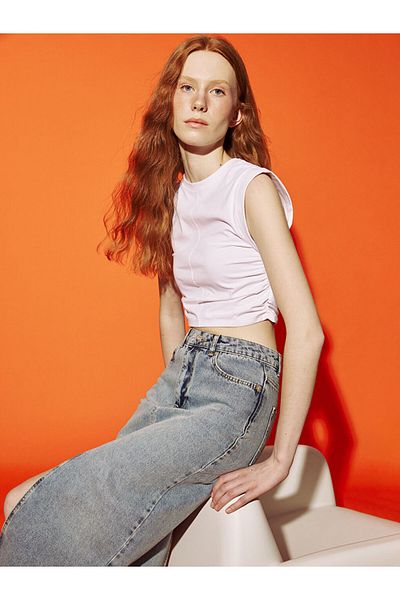 LC Waikiki New Season Crew Neck Ice Crop - S5Gr73Z8