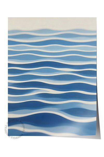 Postifull Frameless Wall Poster, Sea Waves, Illustration, Blue Color Poster, 2025 Summer Selection, No:1096