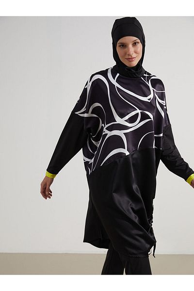 LC Waikiki New Season Stand Collar Patterned Women's Hijab Swimsuit Set - S5Hc99Z8
