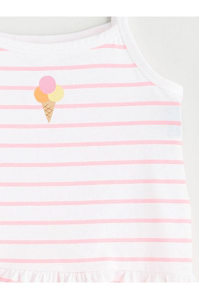LC Waikiki Ice Cream Printed Striped Girl's Undershirt