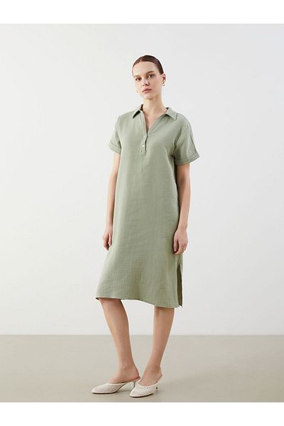 LC Waikiki Lcw Shirt Collar Muslin Women's Dress Fashion