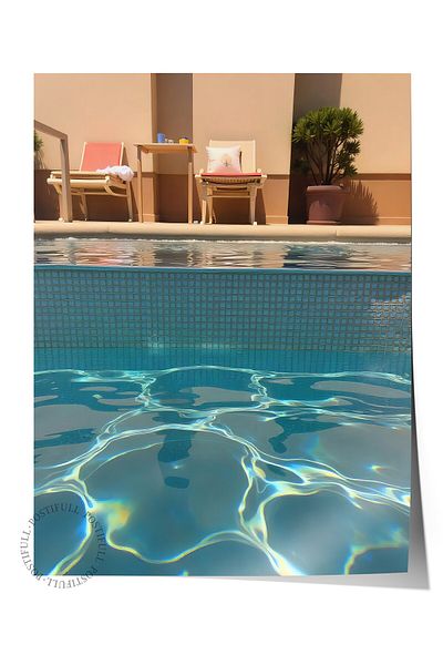 Postifull Frameless Wall Poster, Bright Pool, Photo, Blue Color Poster, 2025 Summer Selection, No:109780