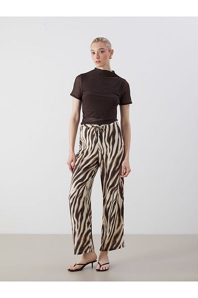 LC Waikiki New Season Elastic Waist Zebra Patterned Women's Trousers - S5Qj79Z8