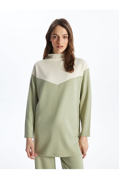 LC Waikiki Stand Collar Color Blocked Oversize Women's Tunic