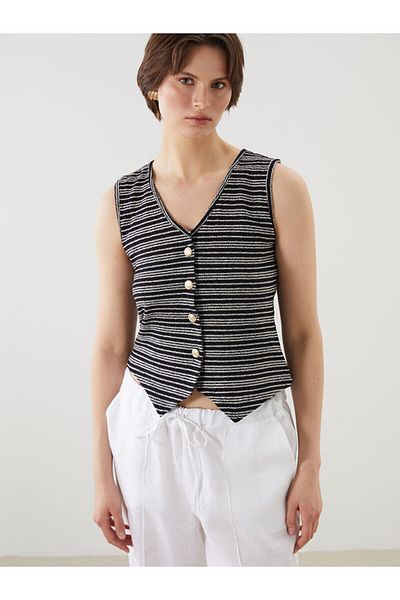 LC Waikiki V-Neck Striped Women's Vest