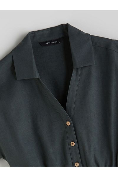 LC Waikiki Shirt Collar Buttoned Women's Shorts Jumpsuit