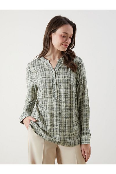LC Waikiki Grace Green Scoop Neck Patterned Women's Blouse