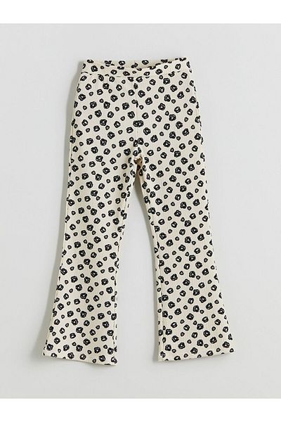 LC Waikiki Black Elastic Waist Leopard Patterned Girl's Leggings