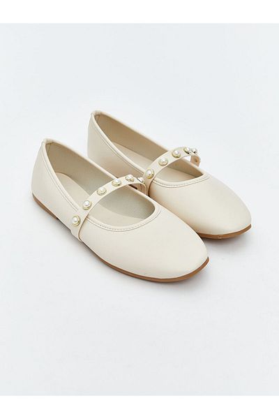 LC Waikiki Koor Beige Leather Look Women's Ballerina Shoes