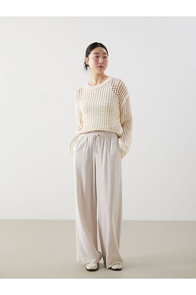 LC Waikiki New Season Elastic Waist Linen Blend Women's Trousers - S52596Z8