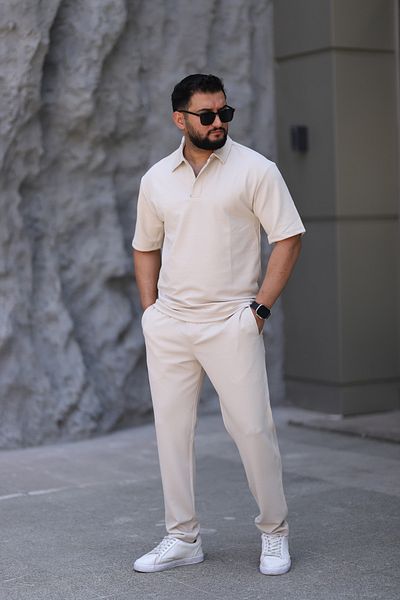 cto your style Men's Polo Neck T-Shirt Casual Fit Zipper Snap Detail Bottom Top Suit