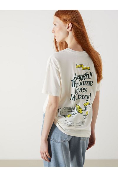 LC Waikiki Tricou pentru femei cu decolteu rotund Snoopy imprimat sezon nou - S5PR40Z8