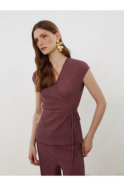 LC Waikiki Double Breasted Collar Textured Blouse