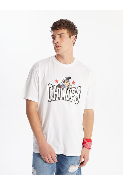 LC Waikiki Crew Neck Short Sleeve Nostalgic Monkey Printed Combed Cotton Men's T-Shirt