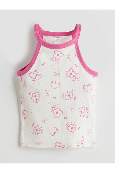 LC Waikiki قميص بدون أكمام للفتيات بياقة هالتر مزين بالزهور من UZG STORE