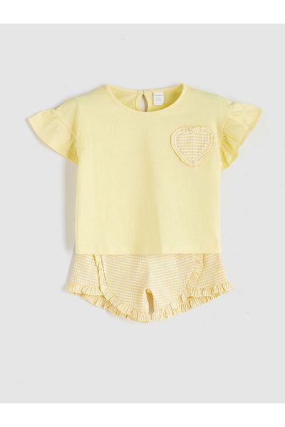 LC Waikiki Heart Printed Girl's T-Shirt and Shorts 2 Pack