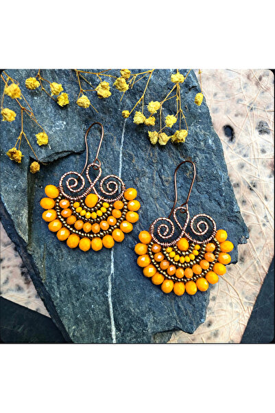 MODA El Yapımı Bakır Tel Sarma Küpe