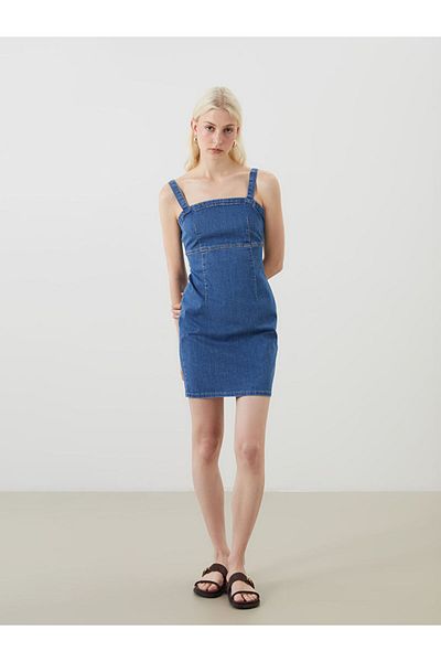 LC Waikiki New Season Square Neck Strap Mini Jean Dress - S5Fk17Z8