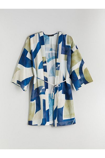 LC Waikiki Shawl Collar Patterned Oversize Women's Kimono