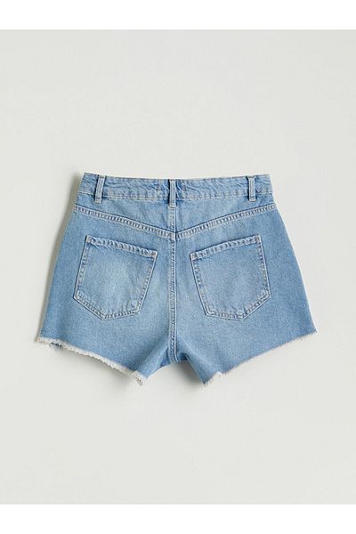 LC Waikiki Standard Fit Ripped Detailed Women's Jean Shorts